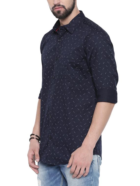 navy blue printed casual shirt - 16245488 - Zoom Image - 2