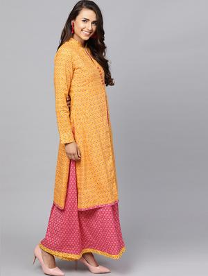 printed anarkali kurta with jacket - 16245546 - Standard Image - 2