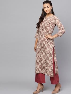 block printed straight kurta - 16245550 - Standard Image - 2