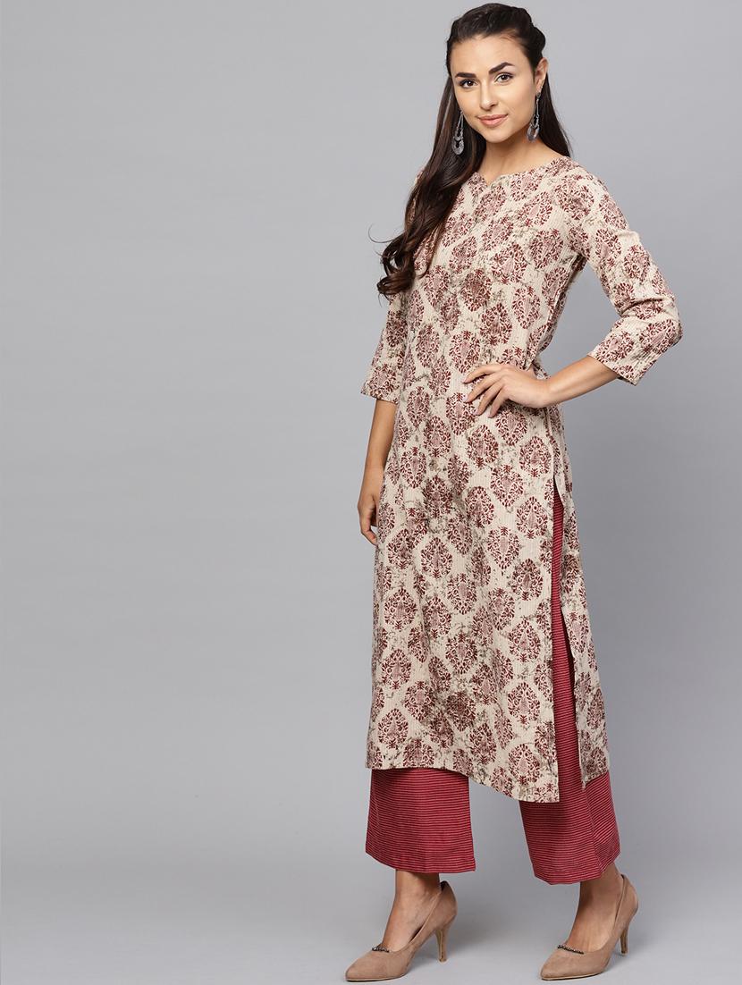 block printed straight kurta - 16245550 - Zoom Image - 2