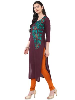embroidered straight kurta - 16245553 - Standard Image - 2