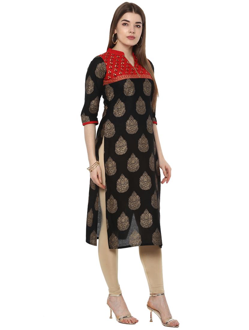 block printed straight kurta - 16245557 - Zoom Image - 2