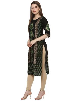 block printed straight kurta - 16245558 - Standard Image - 2