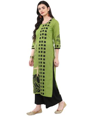 block printed straight kurta - 16245561 - Standard Image - 2