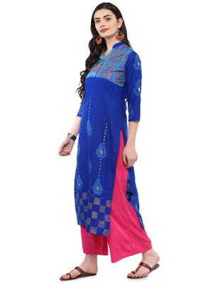 block printed straight kurta - 16245562 - Standard Image - 2