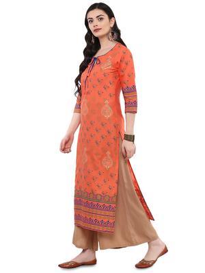 block printed straight kurta - 16245566 - Standard Image - 2