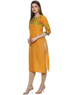 block printed straight kurta - 16245567 - Standard Image - 2