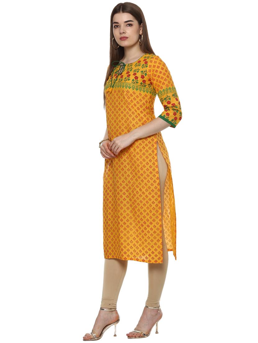 block printed straight kurta - 16245567 - Zoom Image - 2
