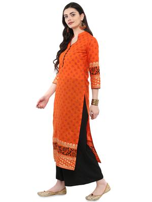 block printed straight kurta - 16245569 - Standard Image - 2