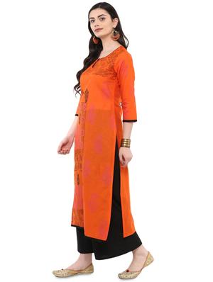block printed straight kurta - 16245573 - Standard Image - 2