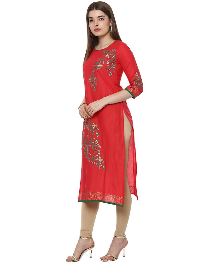 block printed straight kurta - 16245574 - Zoom Image - 2