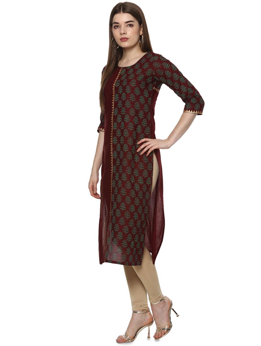 block printed straight kurta - 16245575 - Zoom Image - 2