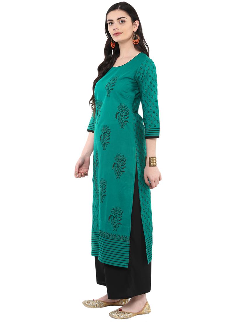 block printed straight kurta - 16245577 - Zoom Image - 2