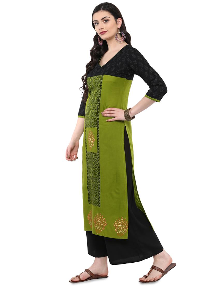 block printed straight kurta - 16245578 - Zoom Image - 2