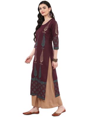block printed straight kurta - 16245579 - Standard Image - 2
