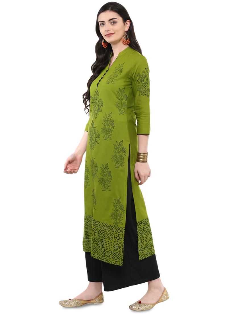 block printed straight kurta - 16245580 - Zoom Image - 2