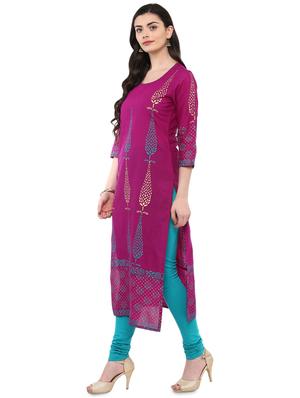 block printed straight kurta - 16245581 - Standard Image - 2