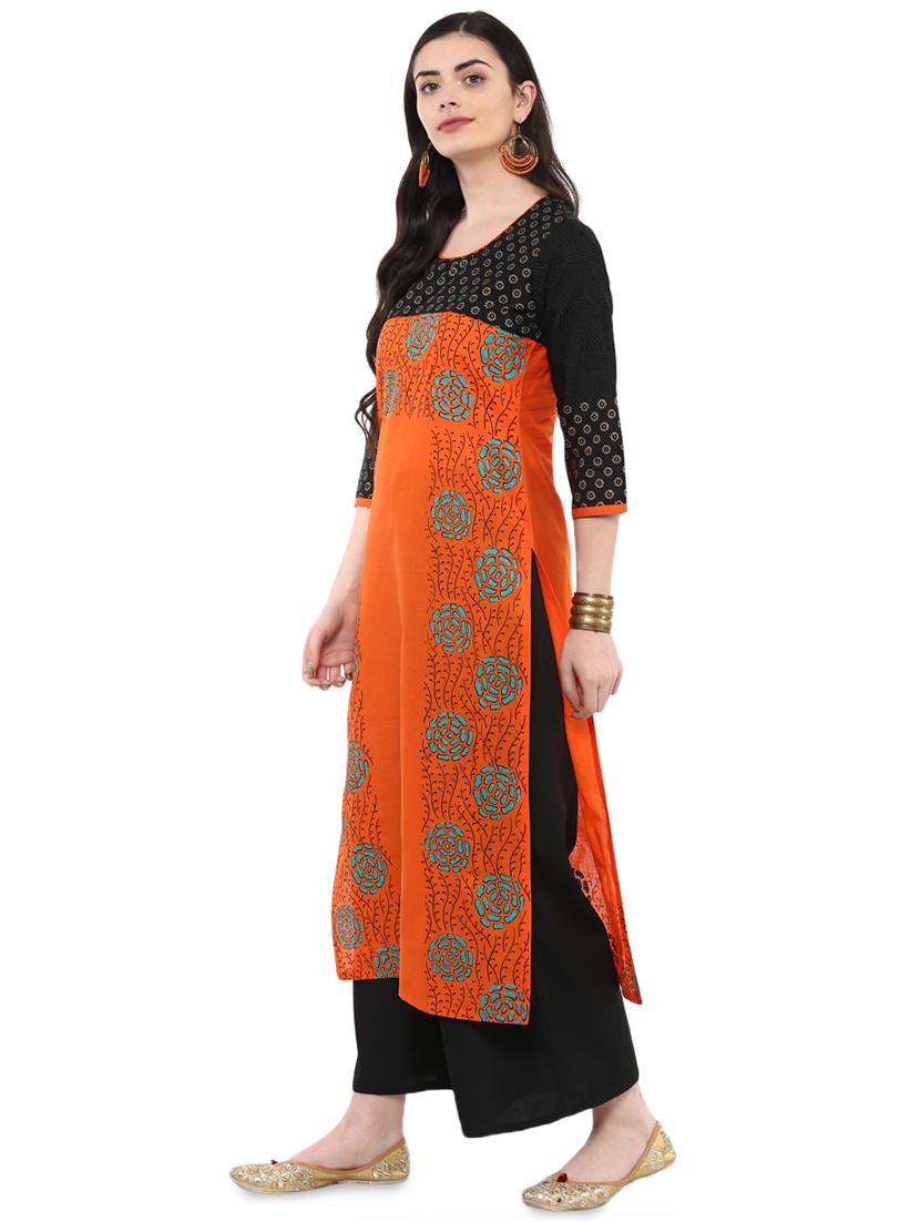 block printed straight kurta - 16245584 - Zoom Image - 2