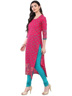 block printed straight kurta - 16245585 - Standard Image - 2