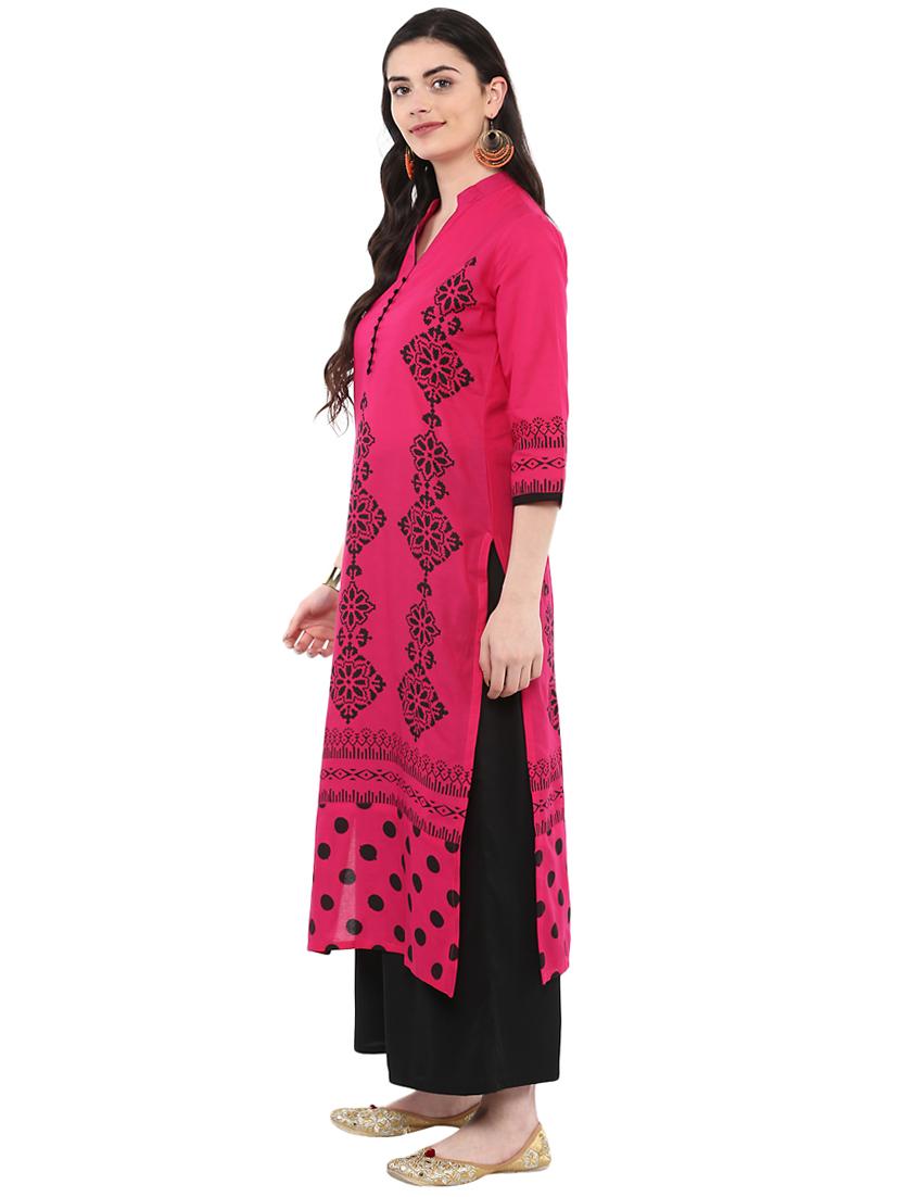 block printed straight kurta - 16245586 - Zoom Image - 2