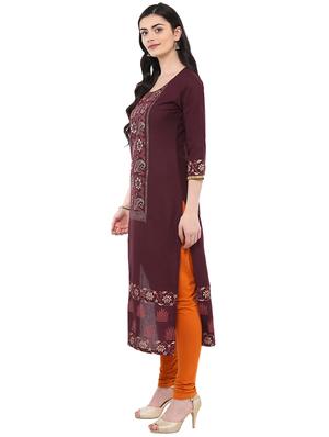 block printed straight kurta - 16245587 - Standard Image - 2