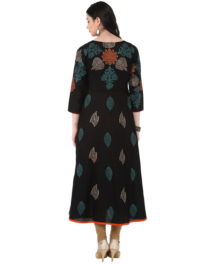 block printed anarkali kurta - 16245595 - Zoom Image - 2