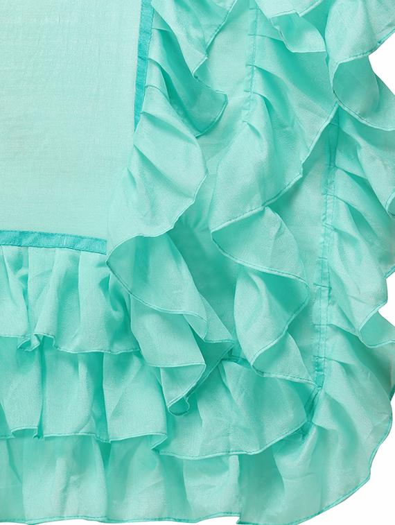 Ruffle bordered fusion saree with blouse - 16245618 - Zoom Image - 5