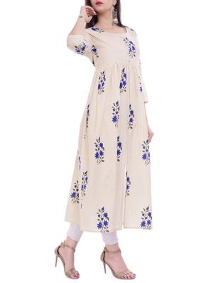 Floral printed high slit kurta - 16245734 - Standard Image - 2