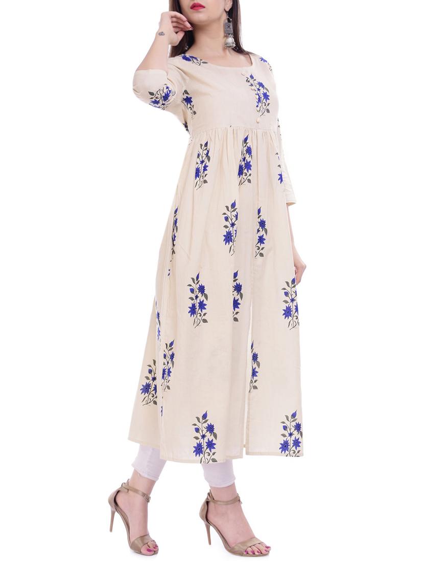 Floral printed high slit kurta - 16245734 - Zoom Image - 2