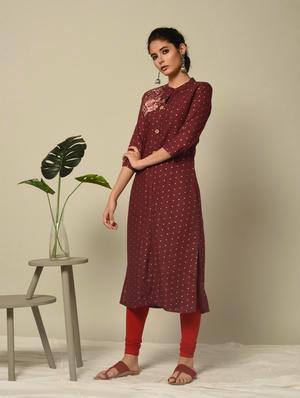 floral embroidered straight kurta - 16245916 - Standard Image - 2