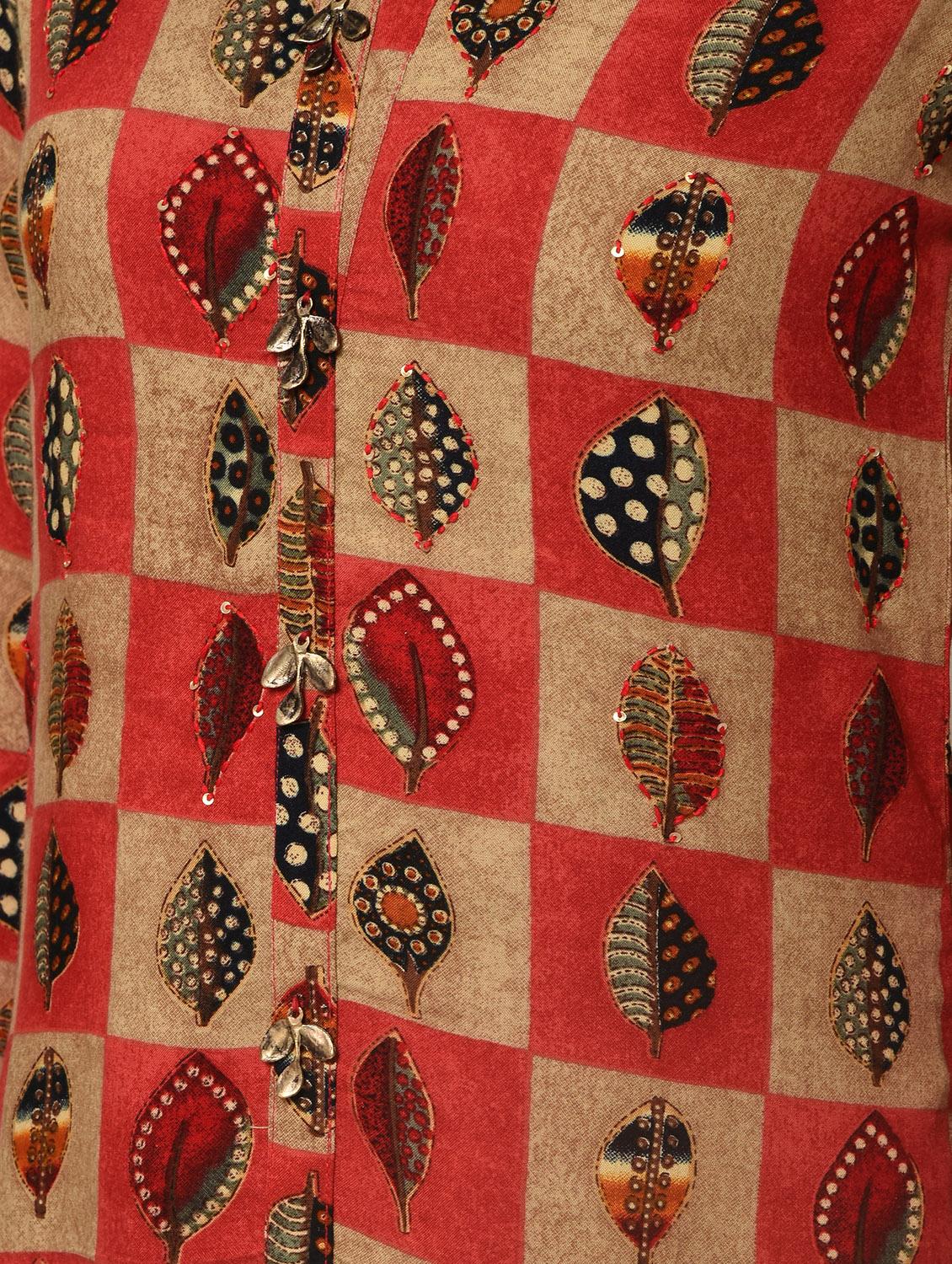 checkered printed straight kurta - 16245965 - Zoom Image - 5