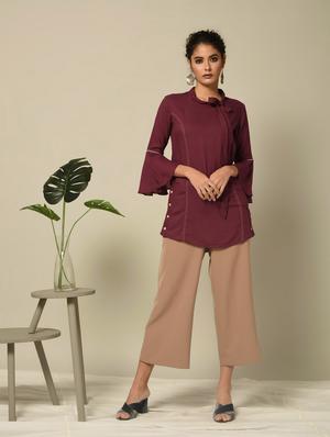 solid a-line kurti - 16245975 - Standard Image - 2