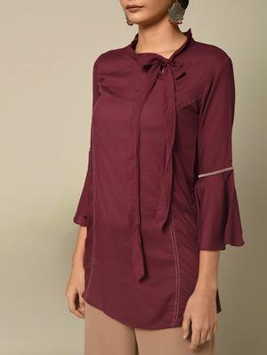 solid a-line kurti - 16245975 - Standard Image - 5