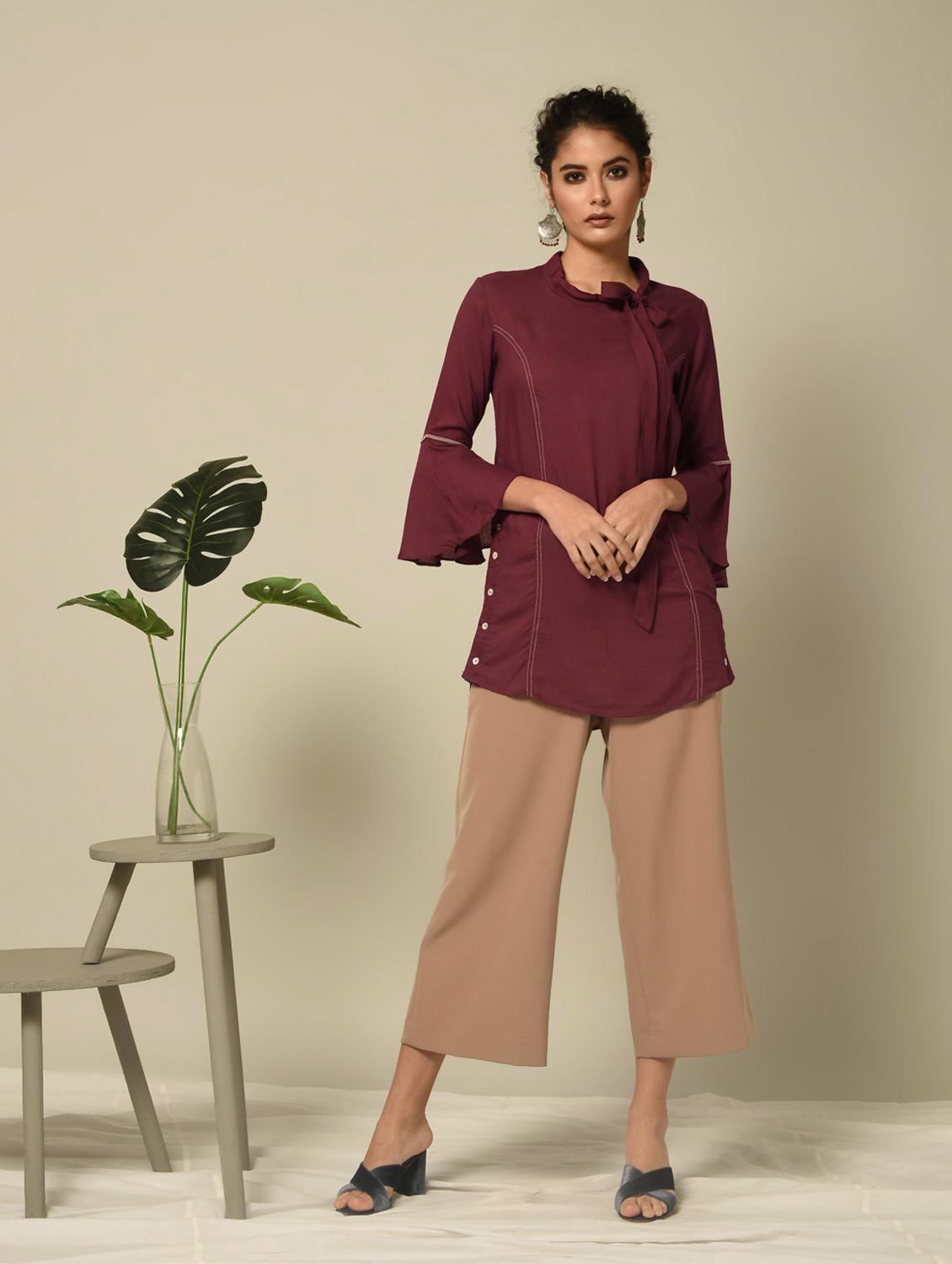 solid a-line kurti - 16245975 - Zoom Image - 2