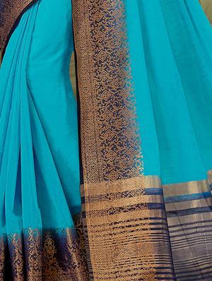 zari border woven saree with blouse - 16246092 - Standard Image - 2