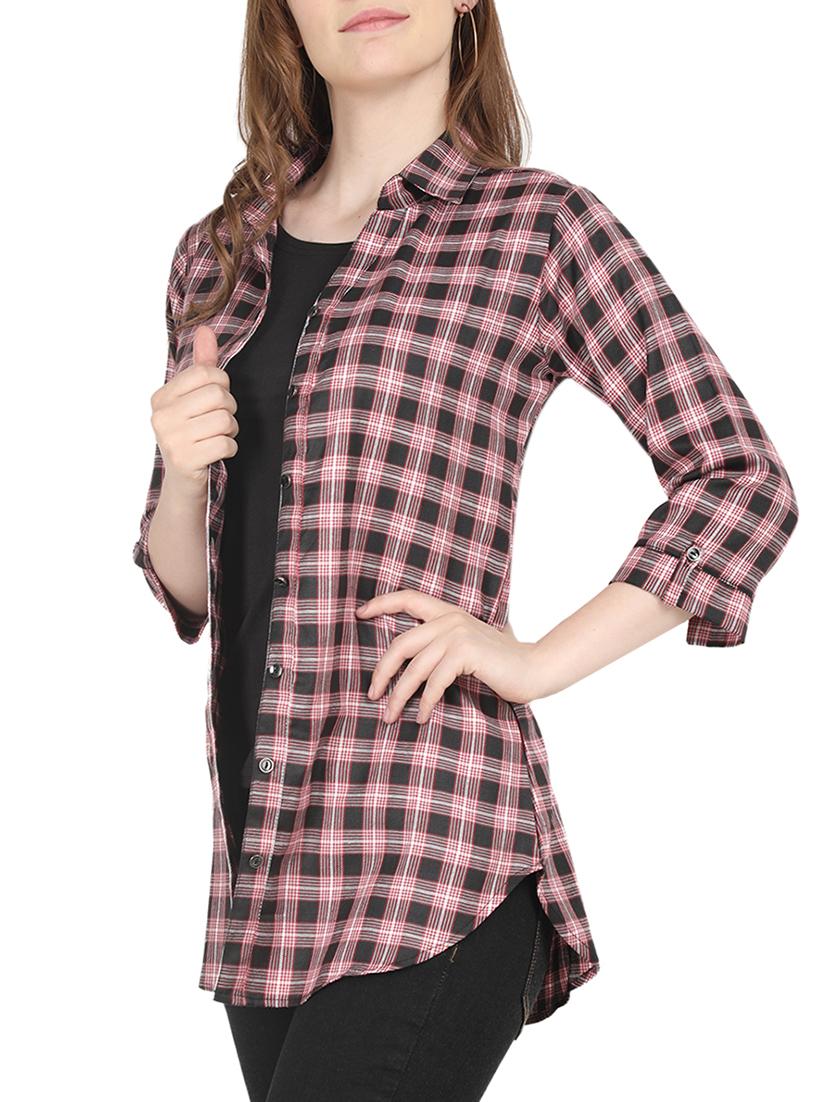 round hem checkered shirt - 16246372 - Zoom Image - 2
