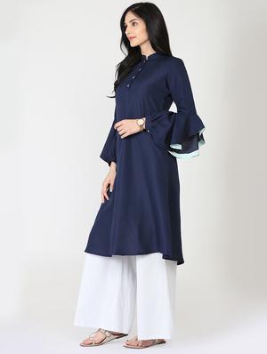 solid a-line kurta - 16249276 - Standard Image - 2