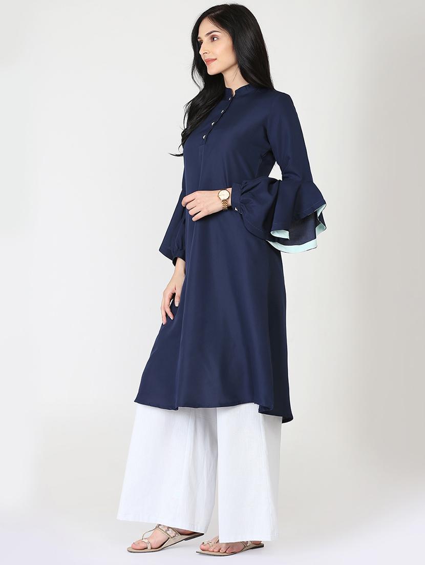 solid a-line kurta - 16249276 - Zoom Image - 2