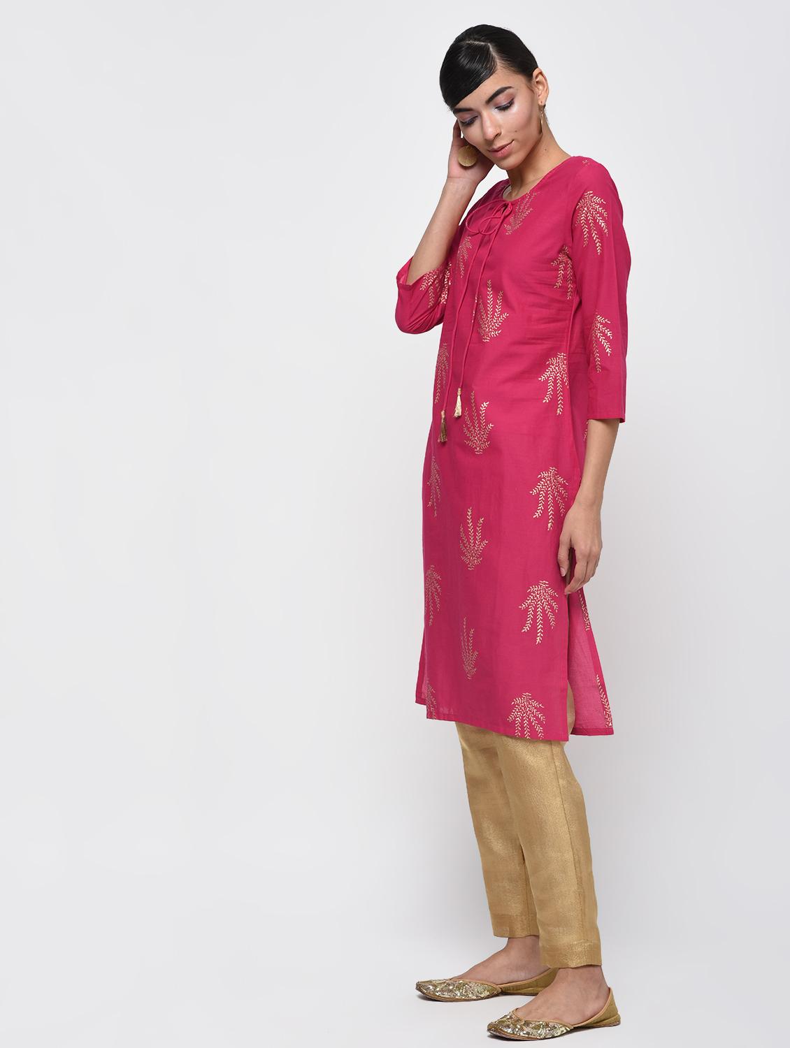 Block print straight kurta - 16249549 - Zoom Image - 2