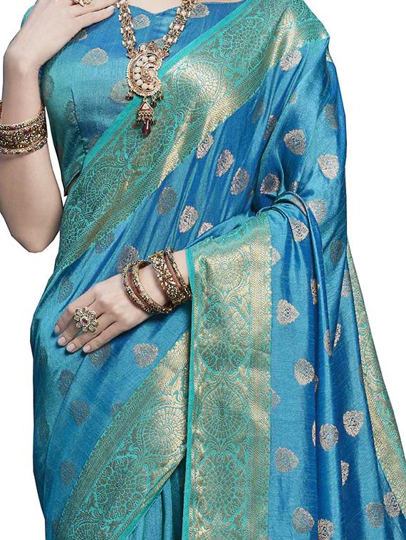 Self-design banarasi saree with blouse - 16249861 - Zoom Image - 2