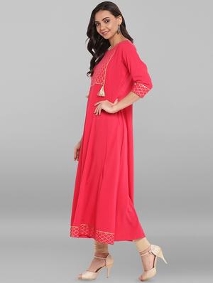 foil printed anarkali kurta - 16250374 - Standard Image - 2