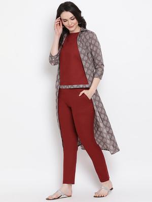 solid kurta pant jacket fusion set - 16251820 - Standard Image - 2