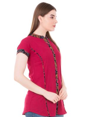 Printed patch detailing a-line kurti - 16252116 - Standard Image - 2
