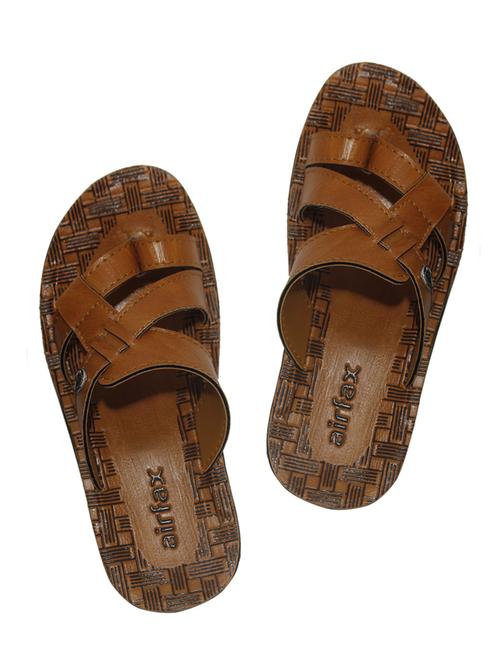 tan leatherette slip on slippers - 16252230 - Very Small Image - 1