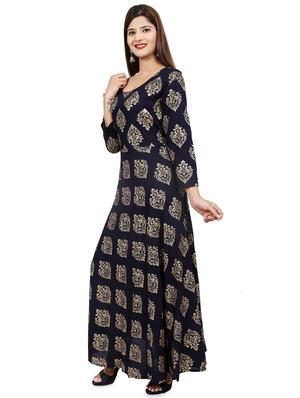foil printed flared kurta - 16252856 - Standard Image - 2
