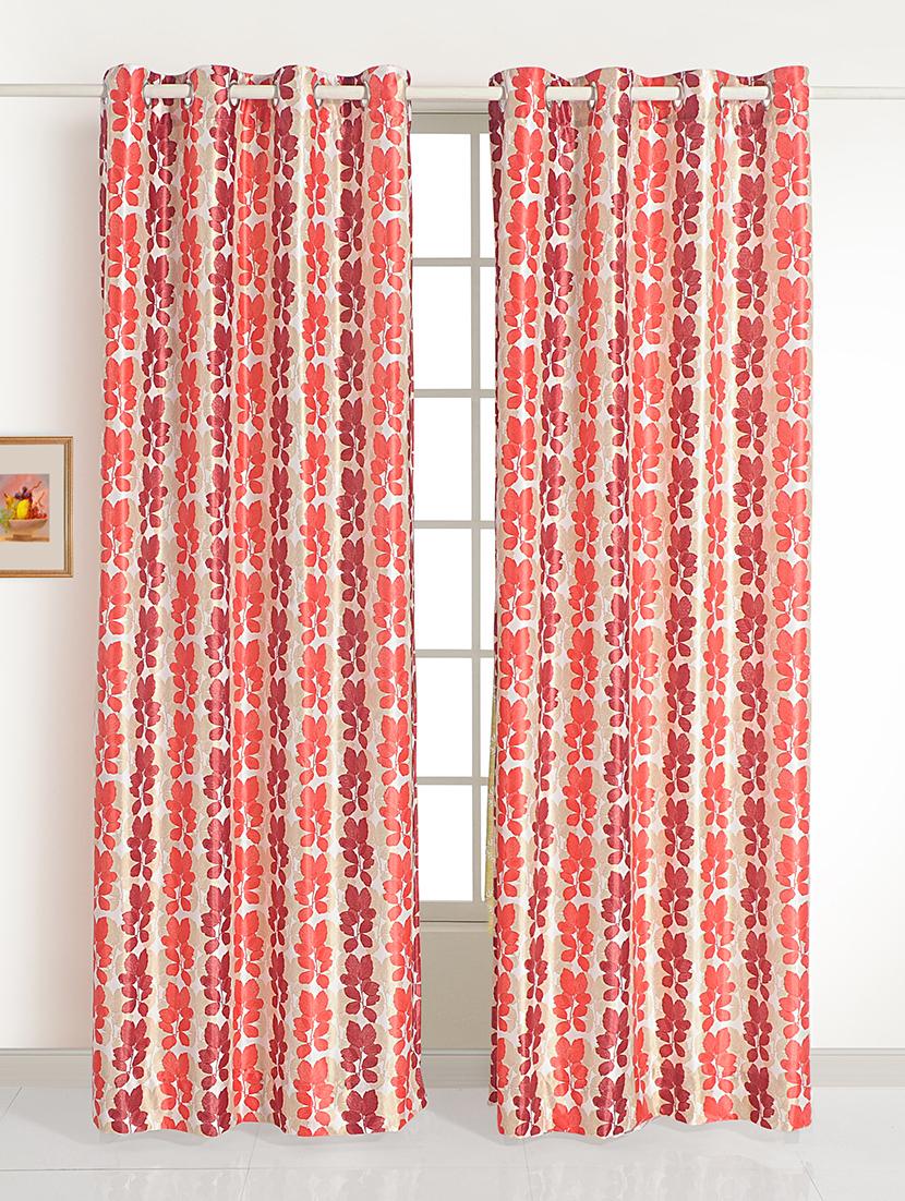 Floral Print Polyester 220 GSM Set of 2 Eyelet Door curtain - 16253000 - Zoom Image - 2