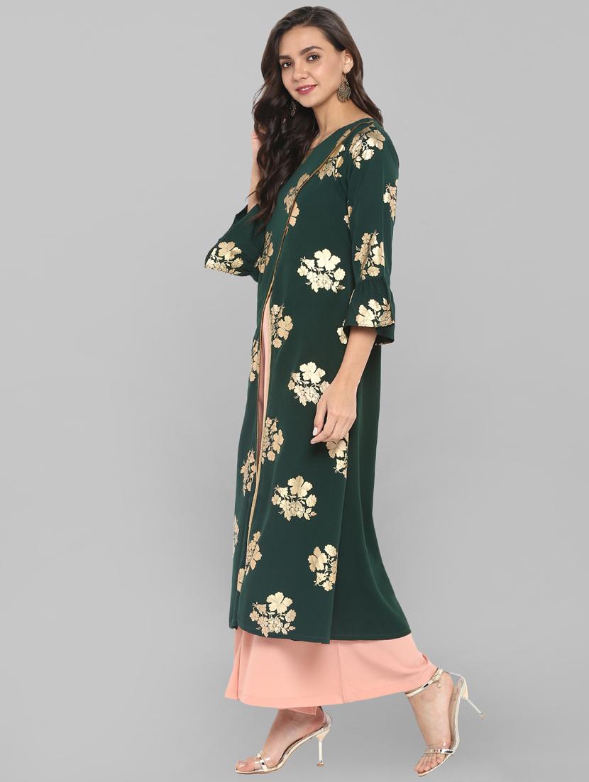 foil printed kurta palazzo set - 16253267 - Zoom Image - 2