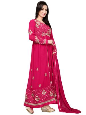 embroidered semi-stitched anarkali suit - 16253727 - Standard Image - 2