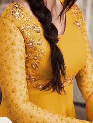 embroidered semi-stitched anarkali suit - 16253728 - Standard Image - 2