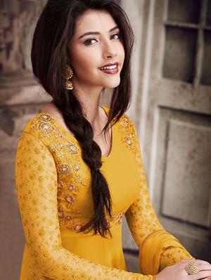 embroidered semi-stitched anarkali suit - 16253728 - Standard Image - 2